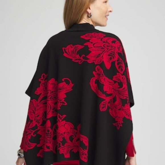 NWT CHICO'S Jacquard Embroidered Mock Neck Poncho S/M - Picture 7 of 7
